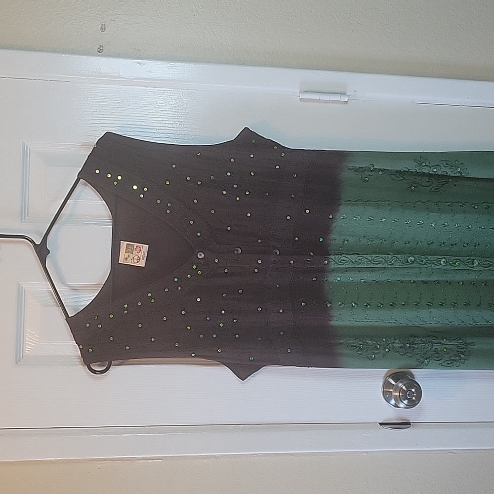 India Boutiques Maxi Boho Dress Plus Size in Green and Brown